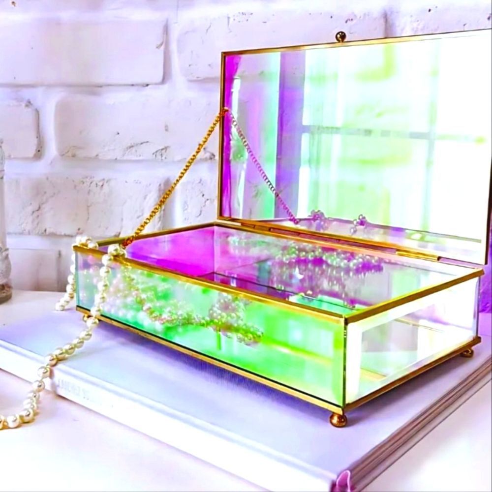 Curios Pink & Gold Mirrored Jewelry Organizer